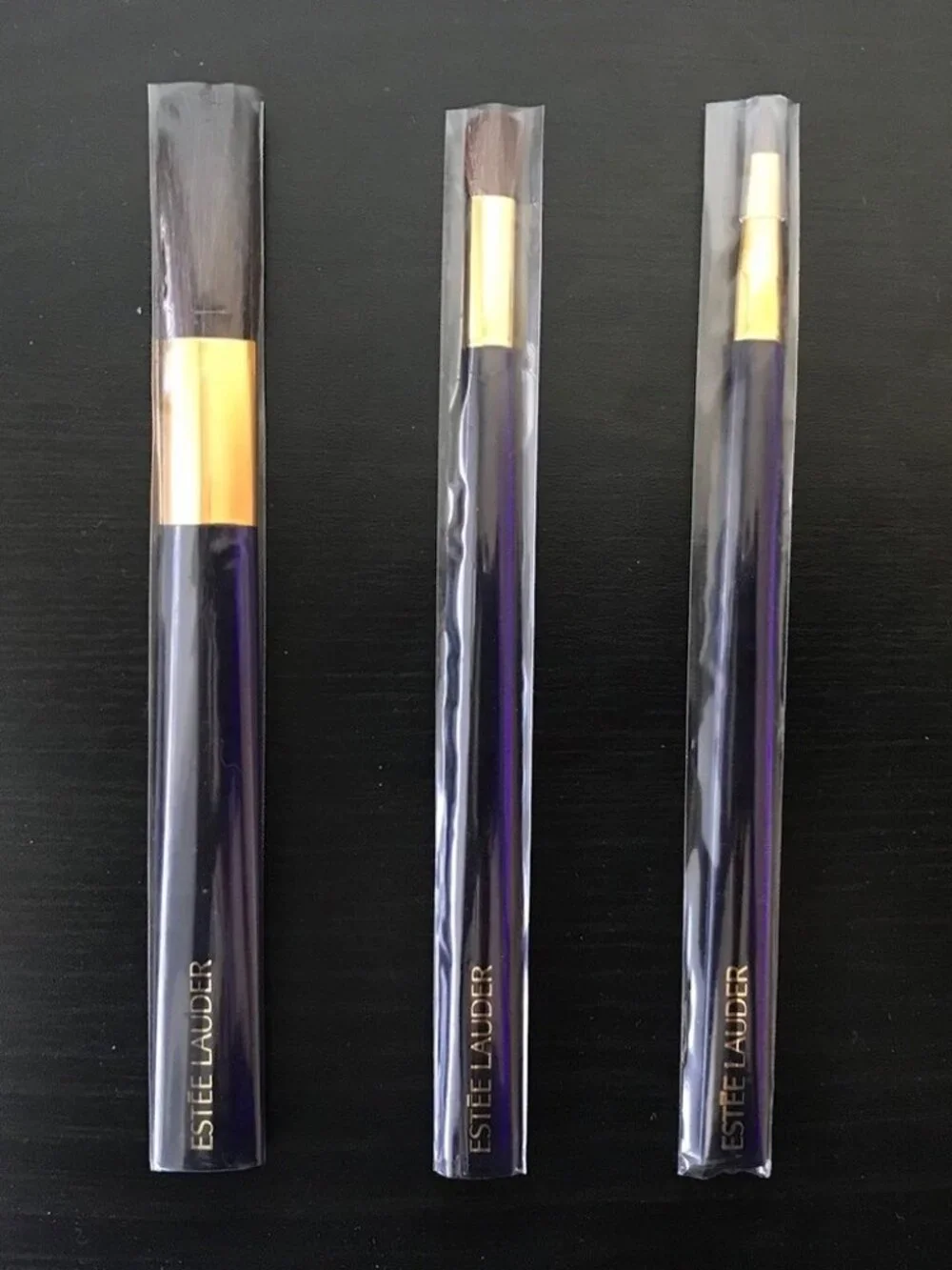 NEW Estee Lauder Makeup Brush Set 3 Brushes Blush Eyeshadow and Lip Never Used